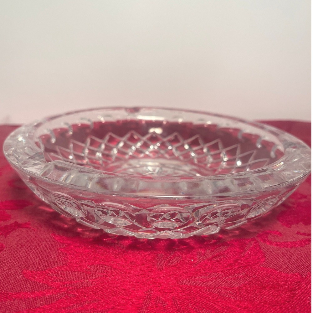 Vintage Princess House Crystal Ashtray Royal Highlights Diamond Pattern 7" Heavy - Picture 2 of 9